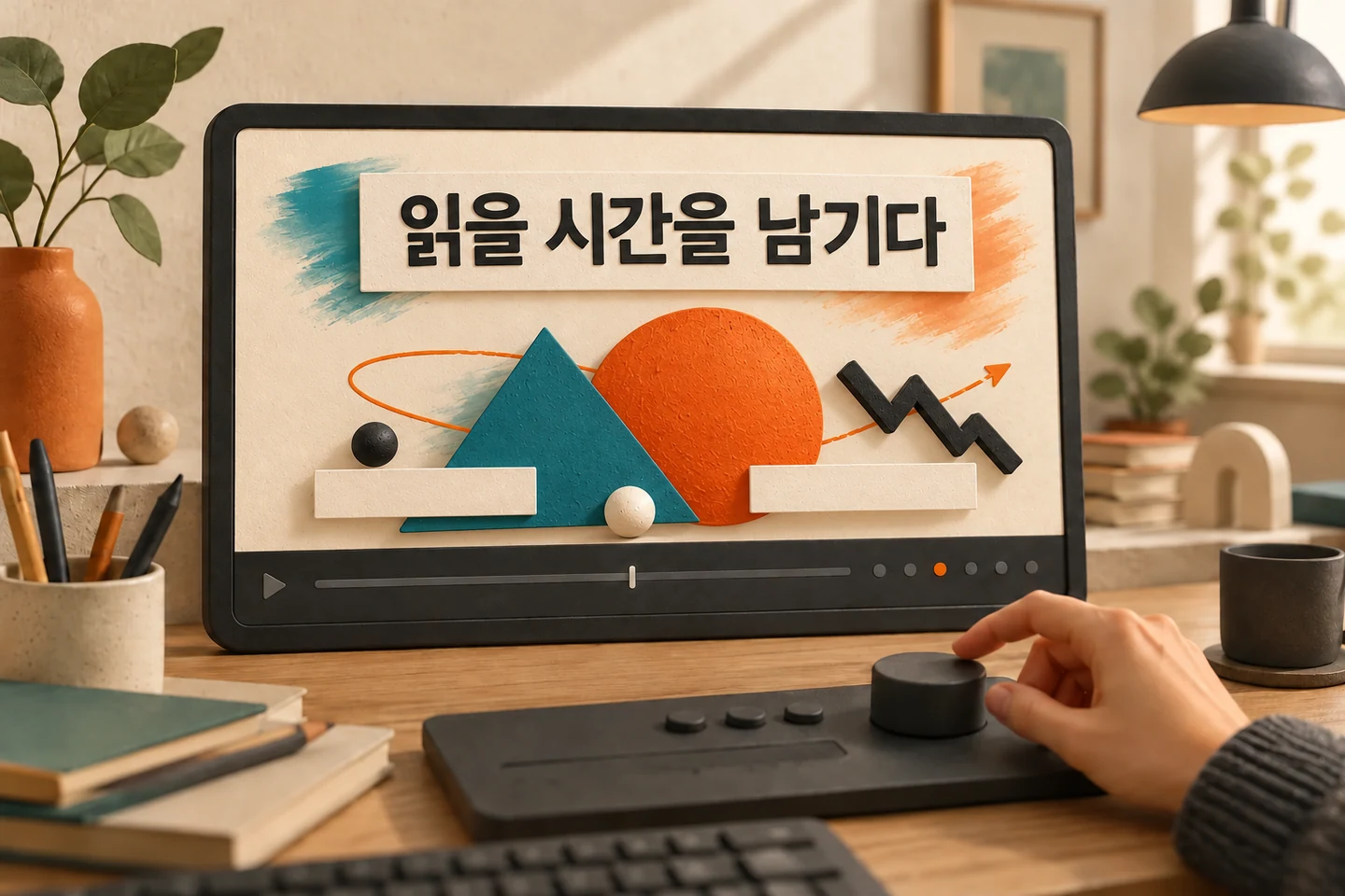 같은 문구와 도형을 재배치해 제목 주위에 여백을 만든 수정 방향. ChatGPT 비교 연출로, 실제 읽기 속도를 측정한 결과는 아니다.