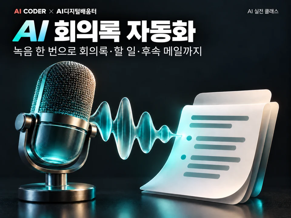 녹음만 하면 회의록이 끝난다, AI 회의록 자동화 · AI CODER × AI디지털배움터